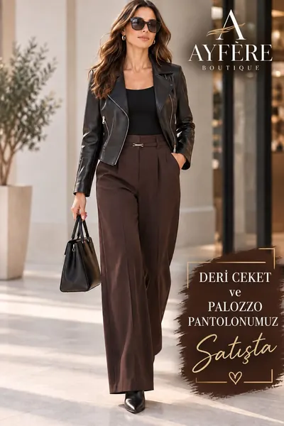Deri Ceket & Palazzo Pantolon